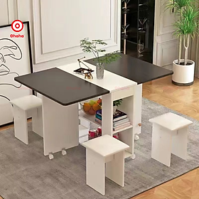 Mua BỘ BÀN ĂN GẤP GỌN THÔNG MINH OHAHA 4 GHẾ CÓ BÁNH XE 360 ĐỘ - BA001