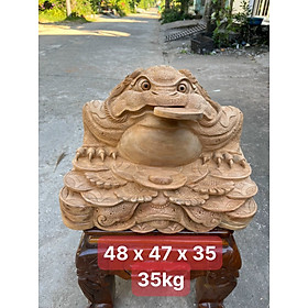 Tượng điêu khắc Cóc thiềm thừ phong thủy hút tài lộc bằng gỗ ngọc am thơm phức kt 48×47×35cm