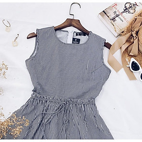 Váy sát nách kẻ nhé dây eo thiết kế thương hiệu TKFASHION DK508
