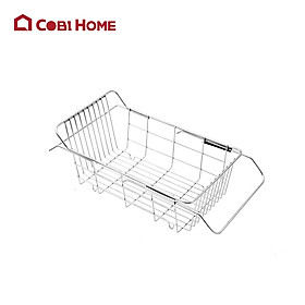 Kệ inox gác bồn rửa chén điều chỉnh kích thước,  rổ inox đa năng úp cho chậu rửa bát, khay đa năng