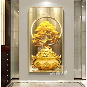 (CÓ ẢNH THÂT)Tranh treo tường cây tài lộc may mắn 6 phòng khách làm quà tặng tân gia khai trương
