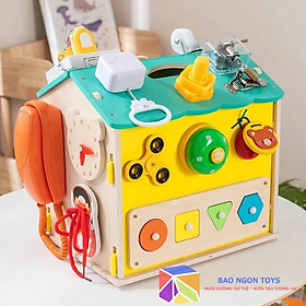 Đồ chơi ngôi nhà bận rộn bằng gỗ busy house nhiều tương tác giúp bé phát