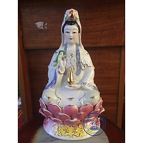 Mua Tượng Phật Quan Âm Bồ Tát Bằng gốm sứ Ngồi đế Sen Hồng KH18164
