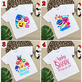 GIÁ RỂ  4 mẫu áo thun trẻ em in hình Baby Shark in tại shop - có size cho trẻ em