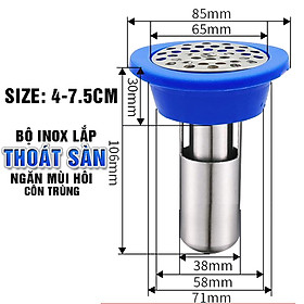 Phụ kiện ngăn mùi hôi inox 304 lắp thoát sàn, ống thoát nước chống mùi chặn vi khuẩn trào ngược lên, size to 60 75 - Dan House