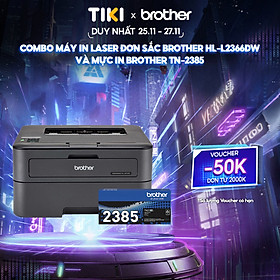 Mua  Hàng chính hãng  Combo Máy in laser đơn sắc Brother HL-L2366DW và Mực in laser trắng đen Brother TN-2385