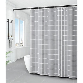 Mua Rèm nhà tắm Chống Thấm bằng Vải polyester họa tiết Caro Xám