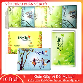 Log Khăn Giấy Ví Đôi My Lan 10 bịch x 10 tờ 3 lớp