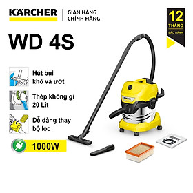 Máy hút bụi khô và ướt Karcher WD 4 S - version mới năm 2022  (Hàng chính hãng) 