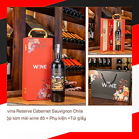 Hộp sơn mài wine đỏ 1 chai rượu vang Chile Divina