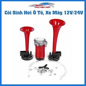 Bộ còi sinh hơi AirHorn kèn tạ hơi ô tô 12V 24V chuyên dùng cho ô tô