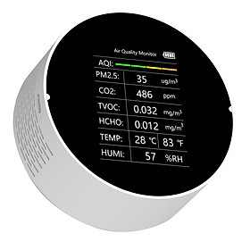 Multifunctional Air Quality Detector 7 In 1 PM2.5 TVOC CO2 HCHO Temperature Humidity AQI Detector Home Desk Office Car Indoor Air Quality Monitor