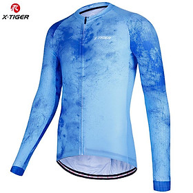 Áo xe đạp X-Tiger nâng cấp phù hợp với quần áo xe đạp áo dài tay dài Color: Blue Size: XL
