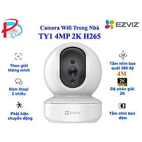 CAMERA WIFI TRONG NHÀ EZVIZ TY1 4MP 2K QUAY QUÉT 360 ĐỘ - ĐÀM THOẠI 2 CHIỀU - HÀNG CHÍNH HÃNG