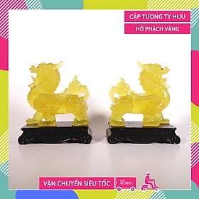 Mua Cặp tượng Tỳ Hưu hổ phách phong thủy chiêu tài - Cao 15cm