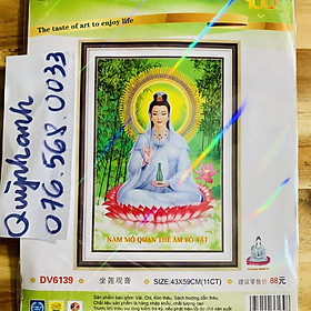 Mua Tranh thêu chữ thập PHẬT QUAN ÂM 43x59cm chưa thêu dv6139