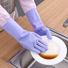 Bao tay rửa chén nhà bếp - Găng tay rửa chén silicon tạo bọt có gai mềm mại , dẻo dai , chịu được nhiệt độ cao và không hại da tay rất tiện lợi cho chị em