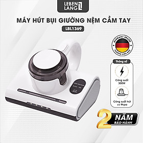 Máy hút bụi giường nệm cầm tay Lebenlang LBL1369, công suất 300W, dung tích 250ml, diệt khuẩn bằng tia UV - hàng chính hãng