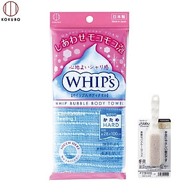 Mua Combo Khăn tắm kỳ lưng Nhật Bản Whip s Kokubo + Bàn chà gót chân Ag+ Jabu  Made in Japan - Xanh dương - KB-041 - Bàn chà gót trắng