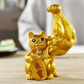 Lucky Cat Figurine Feng Shui Statue Sculpture for Ornament Birthday Gift
