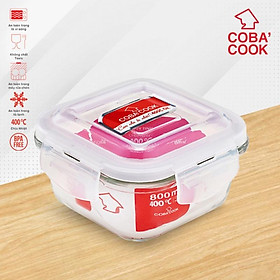 Hộp thủy tinh chịu nhiệt COBA'COOK hình vuông 320ml-CBHS320