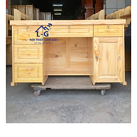 Mua Bàn làm việc giám đốc văn phòng gỗ thông nguyên khối rộng 1m4_LGBNK14