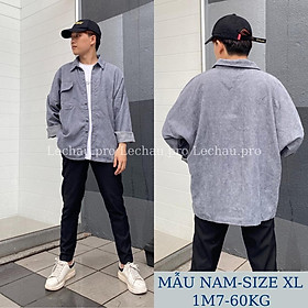 Áo khoác nhung tăm unisex form rộng ulzzang hottrend AKSMNT03 jacket sơ mi nam nữ streetstyle hàn quốc rẻ đẹp - Xám XL < 75kg <1m73