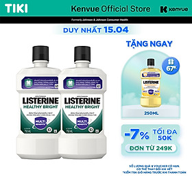 Bộ 2 Chai Nước Súc Miệng làm trắng răng LISTERINE HEALTHY BRIGHT 750mlx2 Chai