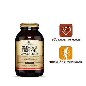 NHẬP KHẨU USA CHÍNH HÃNG - Viên uống dầu cá bổ sung omega 3, hỗ trợ giảm xơ vữa động mạch, tốt cho tim mạch, cải thiện trí nhớ Solgar Dầu cá Fish Oil Omega-3 Concentrate 120