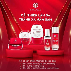 Bộ 5 Sản Phẩm Trắng Da Mờ Thâm, Sạm, Nám, Tàn Nhang MISS CANDY Gồm: Serum HA Peptide 30ml + Kem Nám Sâm Nhung Hoàng Kim 25g + Kem Dưỡng Trắng Da Face Nano 30g + Kem Chống Nắng Dưỡng Trắng Da 50g + Nước Hoa Hồng Tái Sinh Làn Da 120ml - Gia Tuệ House