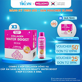 Combo 3 Hộp Collagen Uống Hyaluronic Acid Cấp Ẩm Sáng Da Welson Beauty Water Boost 3 hộp x 6 chai x 50ml