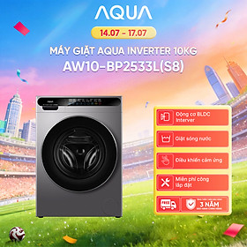 [SẮP RA MẮT 2026] Máy giặt cửa trước AQUA Inverter 10kg AW10-BP2533L(S8) - Bảo hành 2 năm - Freeship toàn quốc - Hàng chính hãng