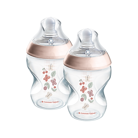 Bình Sữa PP Ty Siêu Mềm Tự Nhiên Tommee Tippee Natural Start 260ml, Núm Ty Của Bình 3-6 Tháng, Xanh Dương - Hồng (Bình Đôi)