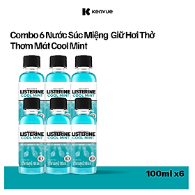 Bộ 6 Chai Nước Súc Miệng Giữ Hơi Thở Thơm Mát Listerine Cool Mint - Dung tích 100ml/chai