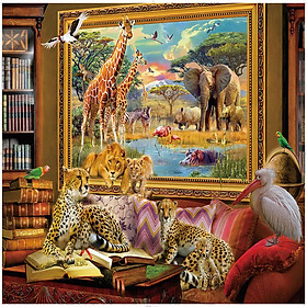 Tranh ghép hình 1000 mảnh bằng giấy Jigsaw Puzzle hình BÁO ĐỐM TRONG NHÀ