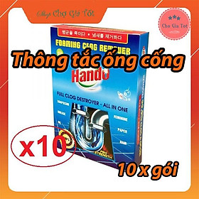 Bộ 10 hộp bột thông cống xuất khẩu Hando 100Gr (Xanh)