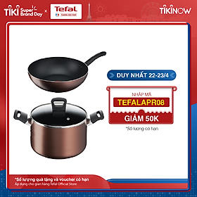 Combo Nồi thân cao Tefal Day By Day 22cm G1436105 và Chảo xào Tefal Day By Day 26cm G1437705