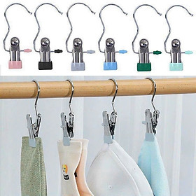 Mua Set 10 Móc Kẹp Treo Quần Áo  Móc Kẹp Đa Năng Chất Liệu Thép Không Gỉ Tiết Kiệm Diện Tích - Giao màu ngẫu nhiên