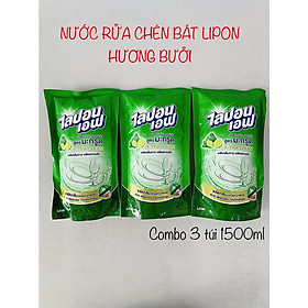 Nước rửa chén LIPON hương trà chanh 500ml (Set 3 gói) - Hàng Thái Lan nhập khẩu