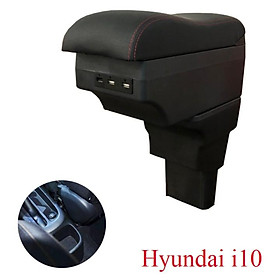 Hộp tỳ tay ô tô, xe hơi Hyundai i10 tích hợp 6 cổng USB, chất liệu nhựa ABS và da PU cao cấp