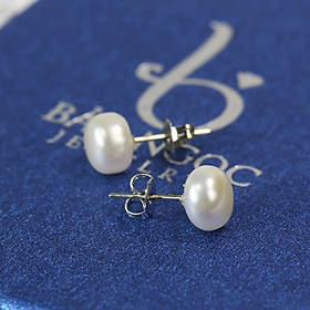 Bông tai ngọc trai tự nhiên nước ngọt - bông tai bạc s925 đính ngọc trai - b2510 - bảo ngọc jewelry