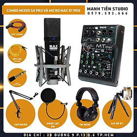 Mua Combo thu âm Mixer G4 2022 Và Micro Max 87-Pro-II đen livestream karaoke bán hàng onl tiktok đủ phụ kiện tặng kèm bh 12t