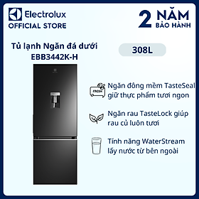Mua  Freeship  Tủ lạnh Electrolux Inverter ngăn đá dưới có ngăn đông mềm 308 lít - EBB3442K-H - Lấy nước từ bên ngoài  khử mùi diệt khuẩn  ngăn đá xoay  Hàng chính hãng 