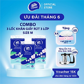Khăn giấy rút cao cấp Vinda Deluxe 3 lớp 90 tờ size M (5 Gói)