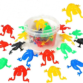 Xô ếch bật nhảy - bộ đồ chơi 12 ếch nhựa và xô loại đẹp chơi vui