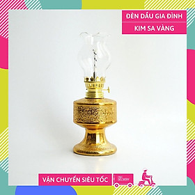 Mua Đèn dầu thờ cúng truyền thống chân cao kim sa vàng - Cao 18cm