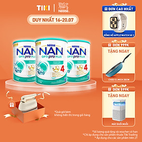 Bộ 3 lon Sữa bột NAN OPTIPRO PLUS 4 Nestle Bé 2-6 tuổi 1500g/lon Giúp tiêu hóa tốt