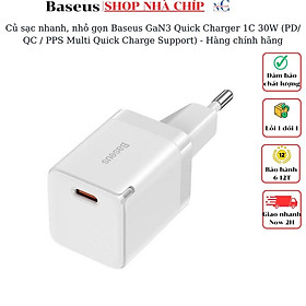 Củ sạc nhanh, nhỏ gọn Baseus GaN3 Quick Charger 1C 30W (PD/ QC / PPS Multi Quick Charge Support) - Hàng chính hãng