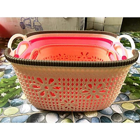 Rổ nhựa giả đan mây đựng đồ có tay cầm MS 3378 3377
