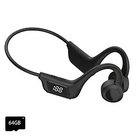 Tai nghe thể thao Dây dẫn xương tai nghe không dây Bluetooth 5.2 Tai nghe giảm tiếng ồn không thấm nước Mic MP3 Hỗ trợ thẻ SD Màu sắc: Q33 Black W 64GB